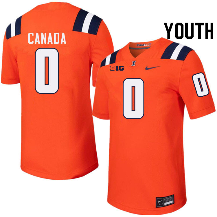 Youth #0 Chase Canada Illinois Fighting Illini College Football Jerseys Stitched-Orange